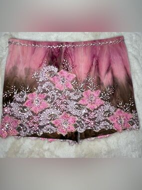 Nurielle Hand Painted Swarovski Crystal Embellished Couture Mini Skirt Very Rare